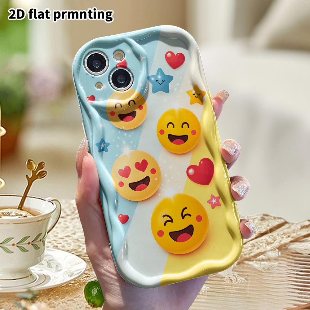 Phone Case: 2D flat, fits iPhone 18, 17, 16, 15, 14, 13, 12Pro protective case, cartoon emojis, perfect Christmas and Halloween holiday gift