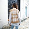 QICED Женская мода, повседневный клетчатый принт, осенне-зимние вязаные жилеты без рукавов с v-образным вырезом