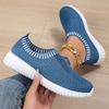 New Large Size Casual Sports Shoes Women's Round Head Flat Bottom Knitted Mesh Casual Single Shoes