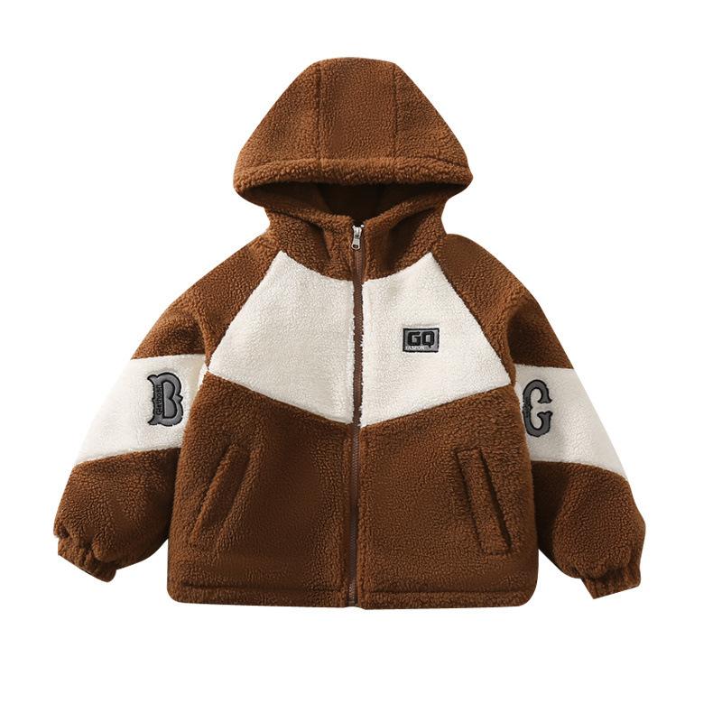 Boys' Lambskin Coat Autumn and Winter Children's Thick Wool Sweater Polar Fleece Children's Plush Cotton Coat