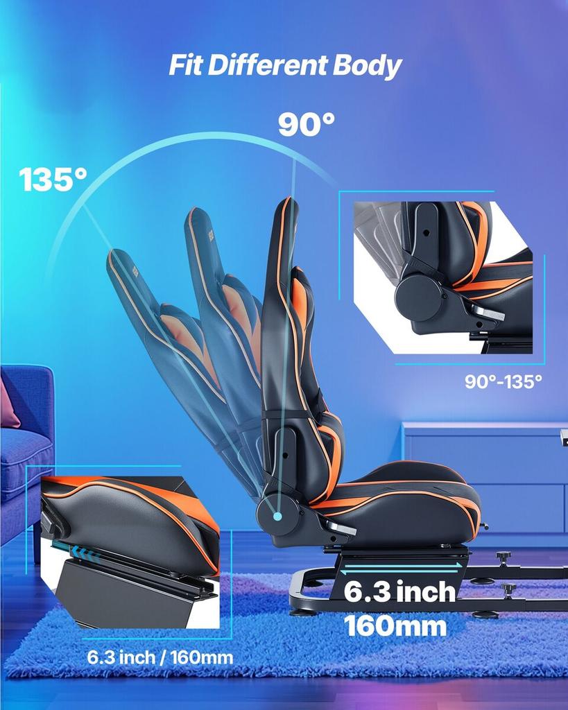 Racing Wheel Stand, Heavy-Duty Simulator Cockpit Steering Stand with Dual-Rail Dual-Arm, Fit Logitech G25,G27,G29,G920,G923, Thrustmaster T300RS,TX