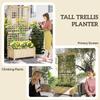 Raised Bed with Drainage Holes, Wood Planter with Trellis for Climbing Plants to Grow Vegetables, Flowers, Natural