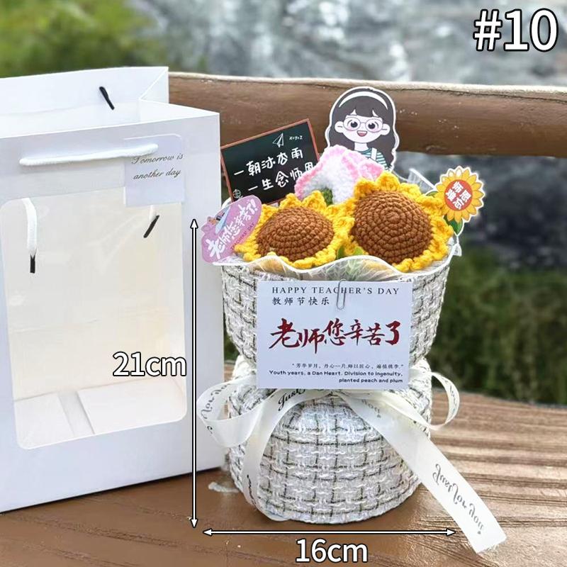 Crochet Sunflower Graduation Artificial Bouquet Teachers' Day Mothers Day Flower Bouquet Woven Flower Birthday Graduation Gift