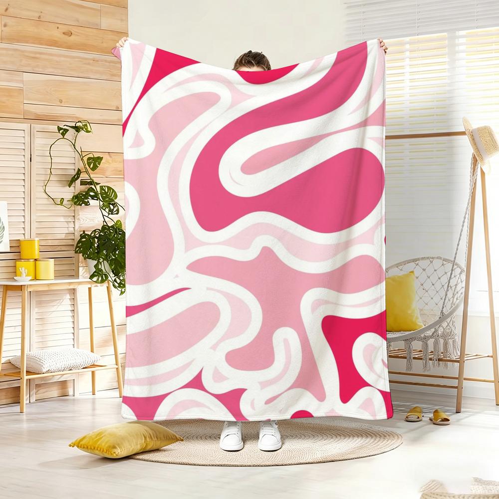 Pastel Cute Marble Throw Lightweight 240g Flannel Blanket Soft Skin-friendly for Summer Cooling