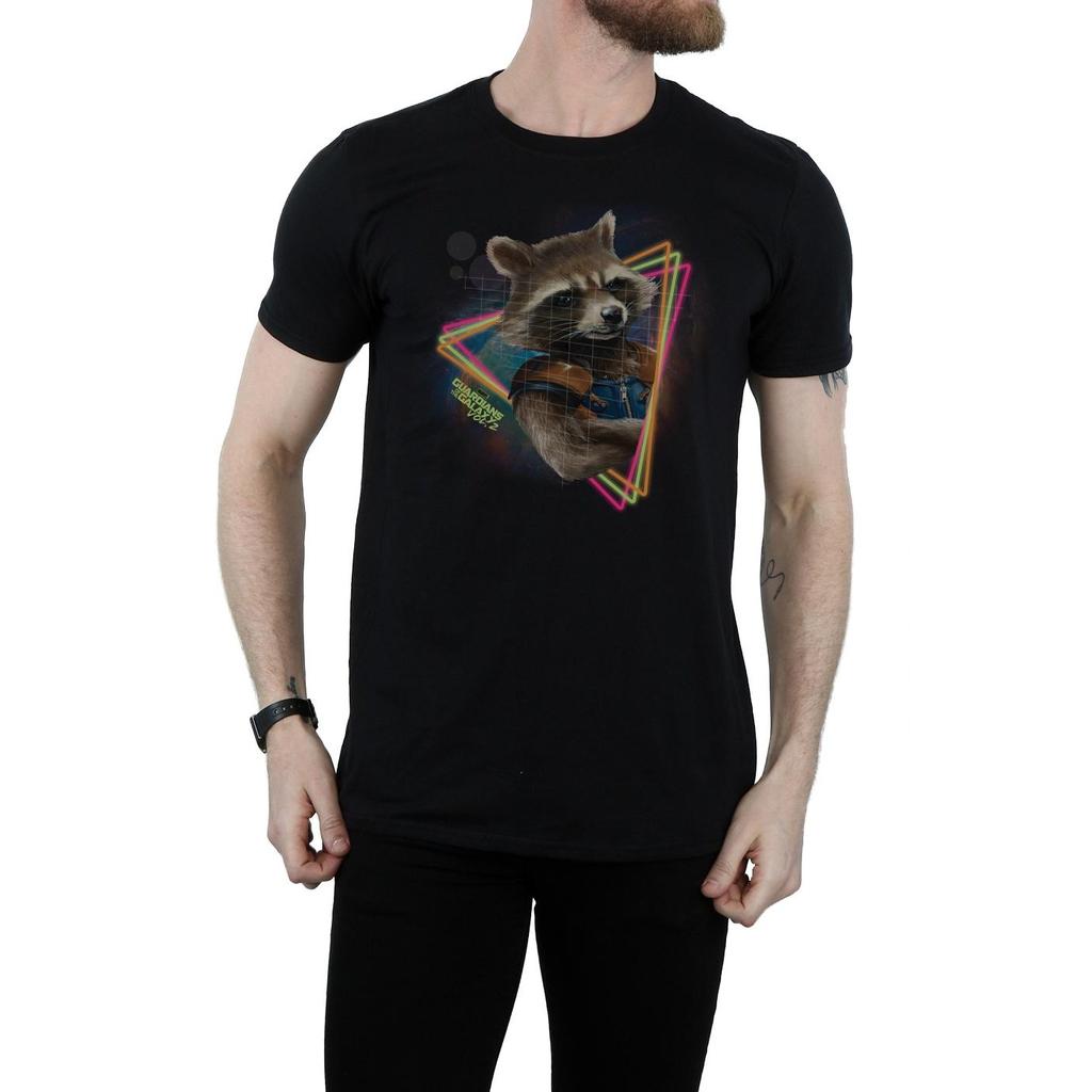 Guardians Of The Galaxy Mens Rocket Raccoon Neon Cotton T-Shirt