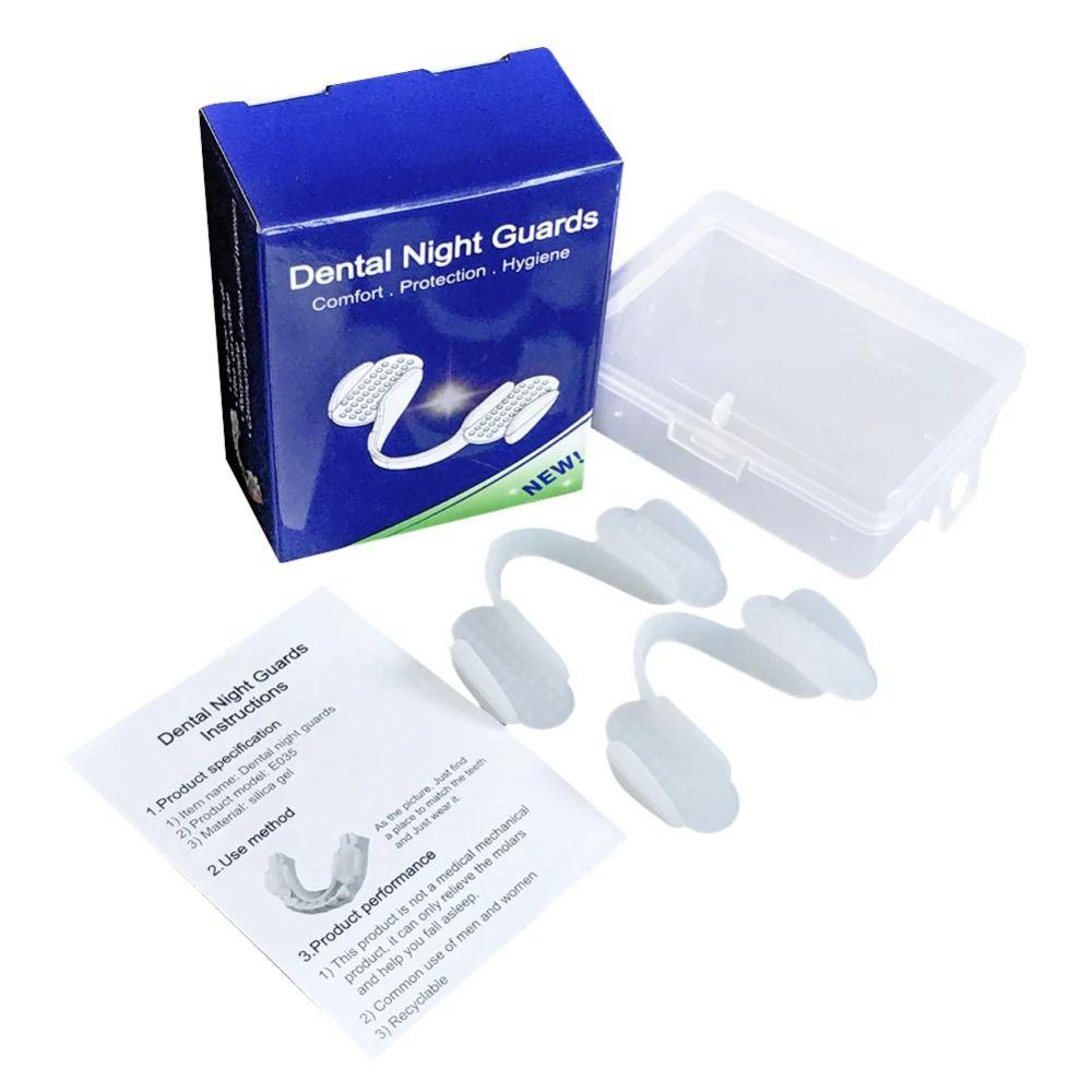 2Pcs Comfortable Anti Snoring Mouth Guard with Storage Box Snoring Mouth Guard Bruxism