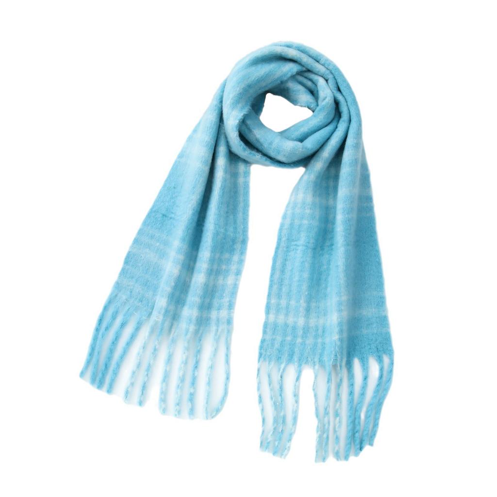 Homemade Circle Yarn Retro Blue-red Plaid Scarf Women's Winter Atmosphere Shawl Scarf