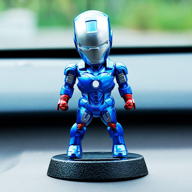 Shaking The Head Marrie Couple Car Decoration Toy With Vibrant Red And Blue Iron Man Design