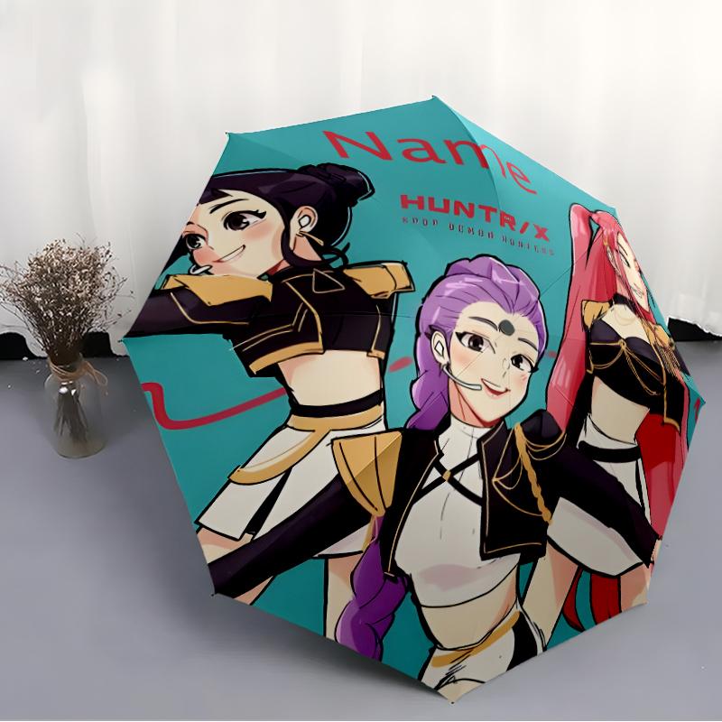 Personalized Name K-KPop Demon Hunters Print Umbrella - Automatic Open/Close, Eight-Rib Durable Frame, Automatic Folding Umbrella