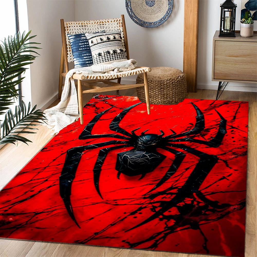 Spider-Man Red Background Non-Slip Rug - Polyester, Home Decor, Suitable for Bedrooms, Living Rooms, Entryways, and Studios