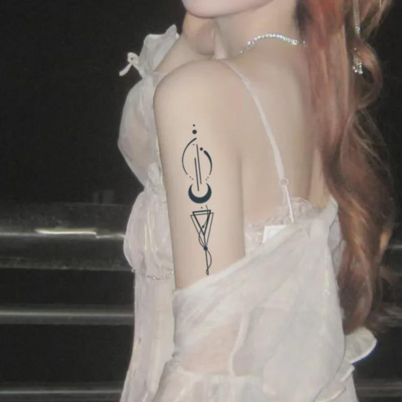 Moon Mark Geometric Herbal Tattoo Stickers - Waterproof, Durable & Stylish for Men & Women