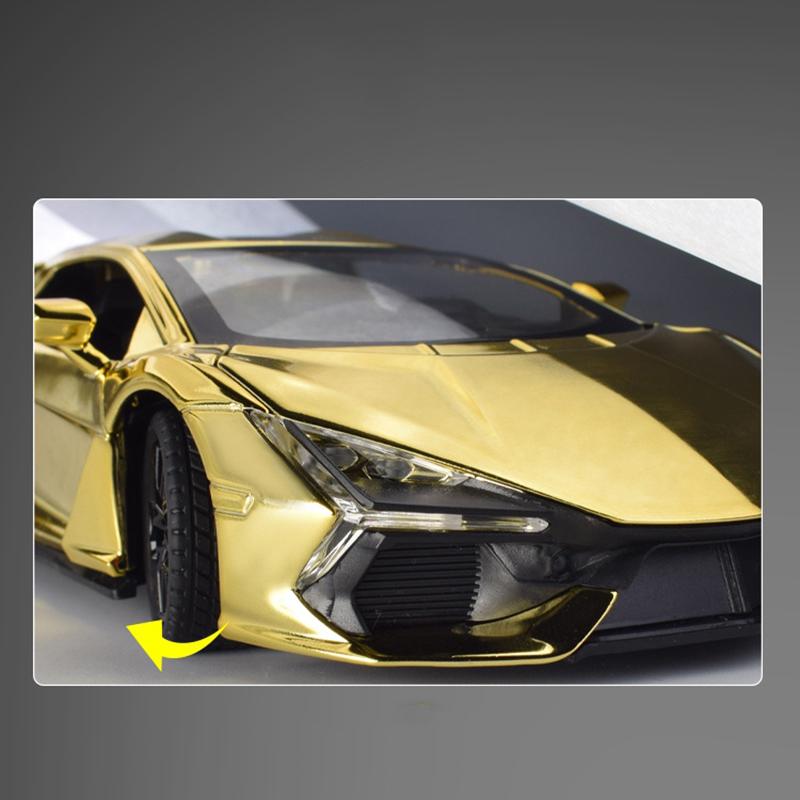 1/24 Lamborghini Revuelto Electroplate Alloy Car Diecasts & Toy Vehicles Metal Toy Model Sound and Light Collection Kids Toy