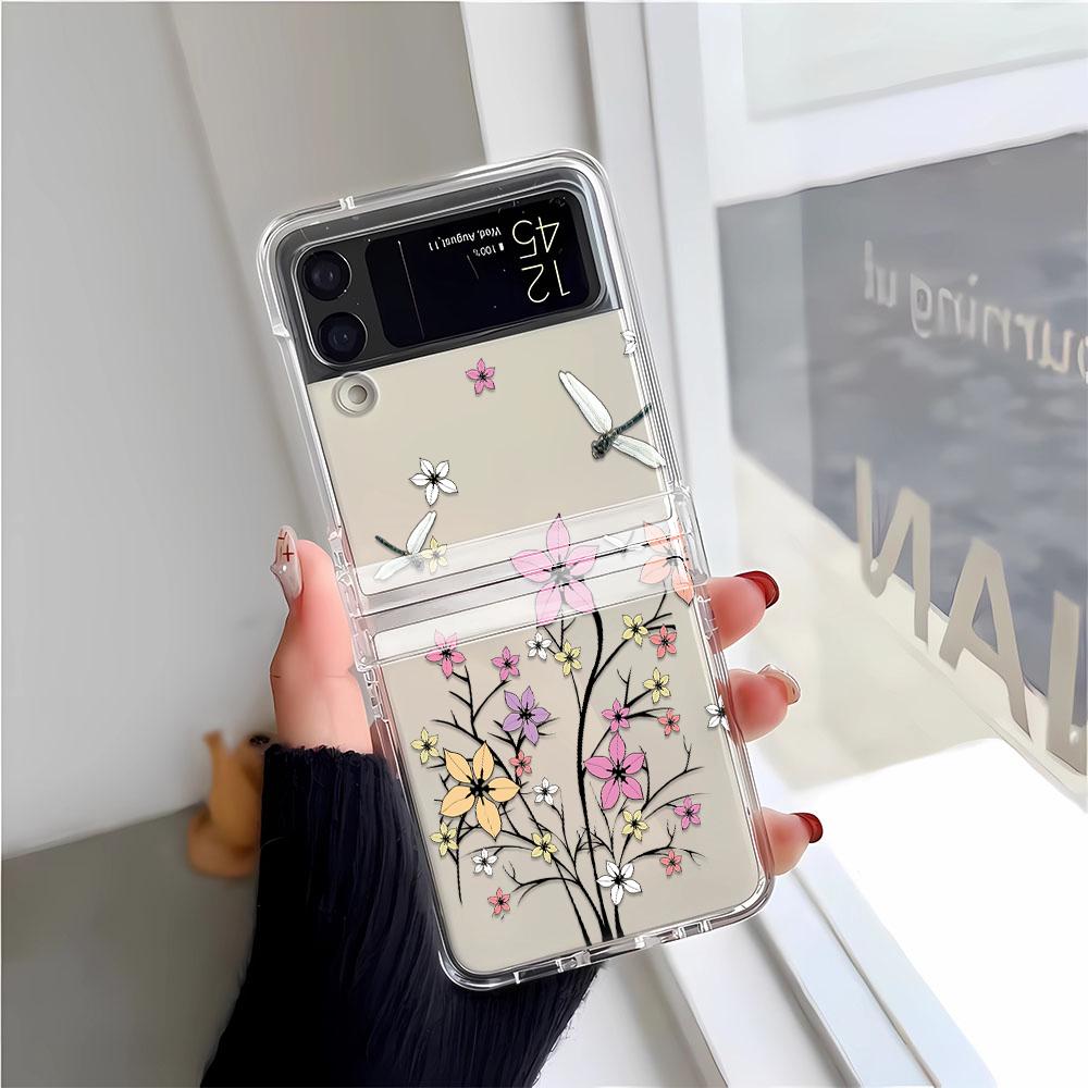 Чехол для телефона 'Стрекоза на цветке' для Samsung Z Flip 3 4 5 6 F711 Чехлы Funda для Samsung Z FLIP 3 4 5 6 Чехол-бампер Funda Coque