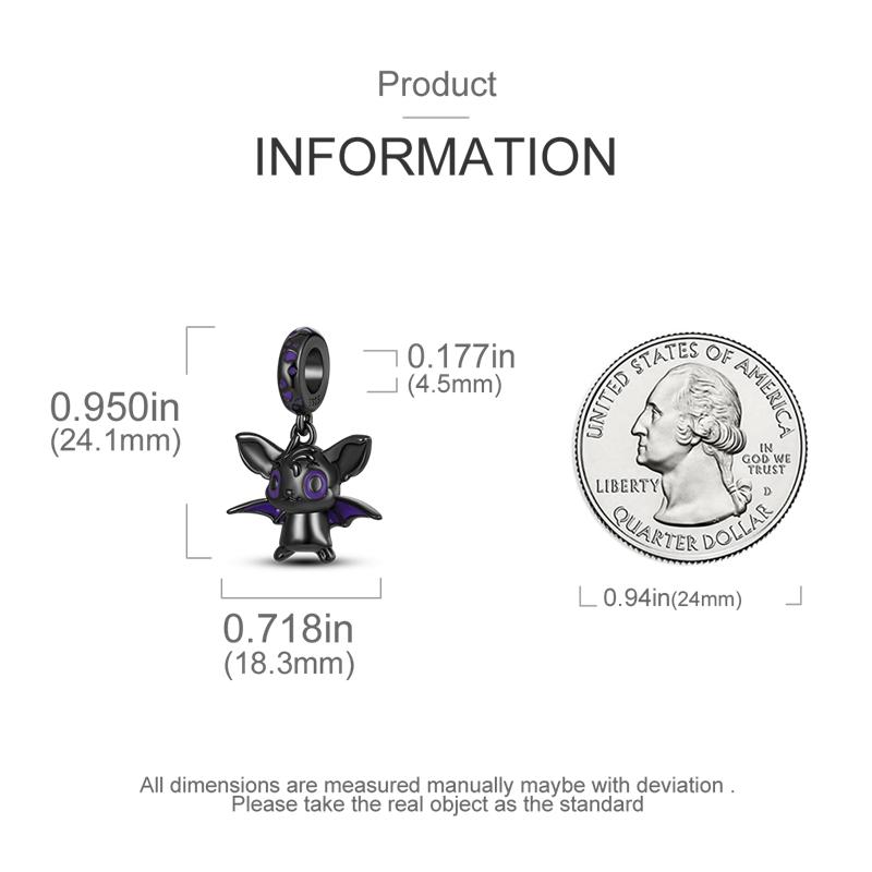 Подвески Демон-Летучая Мышь на Хэллоуин Plata R Оригинальные Бусины Подходят для Браслетов Originalcharms Бусины Ювелирные Изделия Подарки Для Женщин