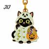 Handbags Key Chain Halloween Cartoon Black Cat Keychain, Glow-in-the-Dark Ghost Costume Decorative Zinc Alloy Pendant Keyring, Enamel Kitten Backpacks