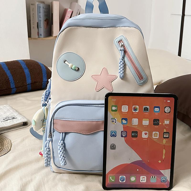 Цветной блок Студенческий школьный рюкзак Рюкзак большой вместимости Женский дорожный рюкзак