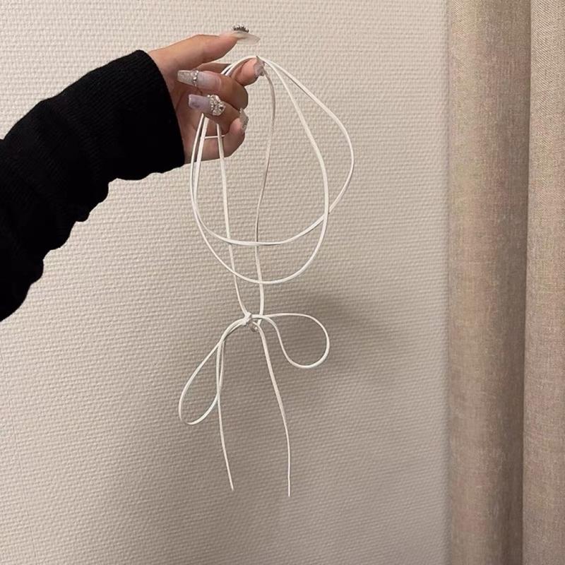 Элегантное длинное ожерелье-чокер, стильная цепочка на шею с подвеской в виде банта, аксессуар для модных женщин