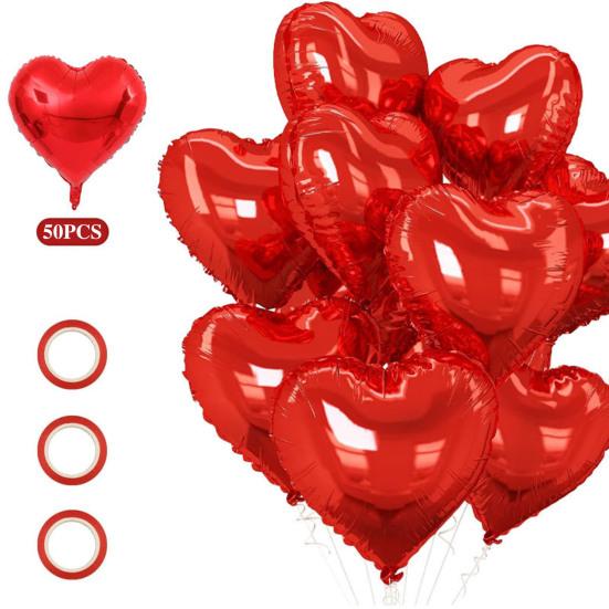 50 шт. Красные воздушные шары в форме сердца из алюминиевой фольги, воздушные шары в форме сердца для украшения Дня святого Валентина, свадьбы, помолвки, годовщины, вечеринки