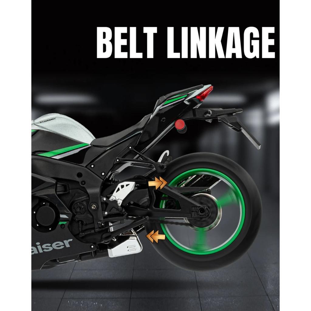 1/9 Kawasaki Ninja ZX-10R High Performance Superbike Alloy Metal Diecast Model Motorcycle Sound & Light High Simulation Collect
