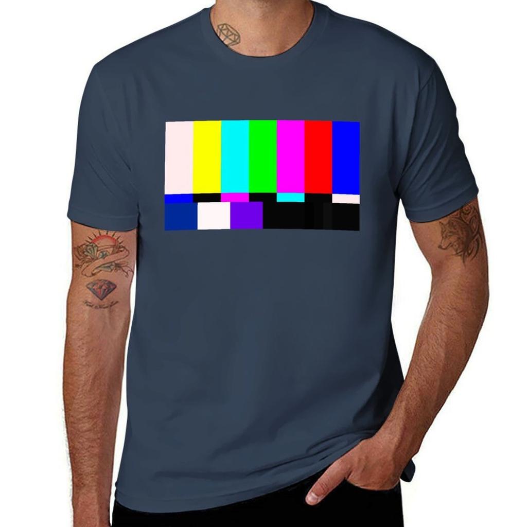 No Signal Television Screen Color Bars Test Pattern TShirt Lightweight Basic Short Sleeve Shirt