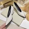 Women Mid Heels Shoes Platform Chunky Sandals 2025 Autumn New Trend Pointed Toe Shallow Shoes Pumps Dress Casual Mujer Zapatos