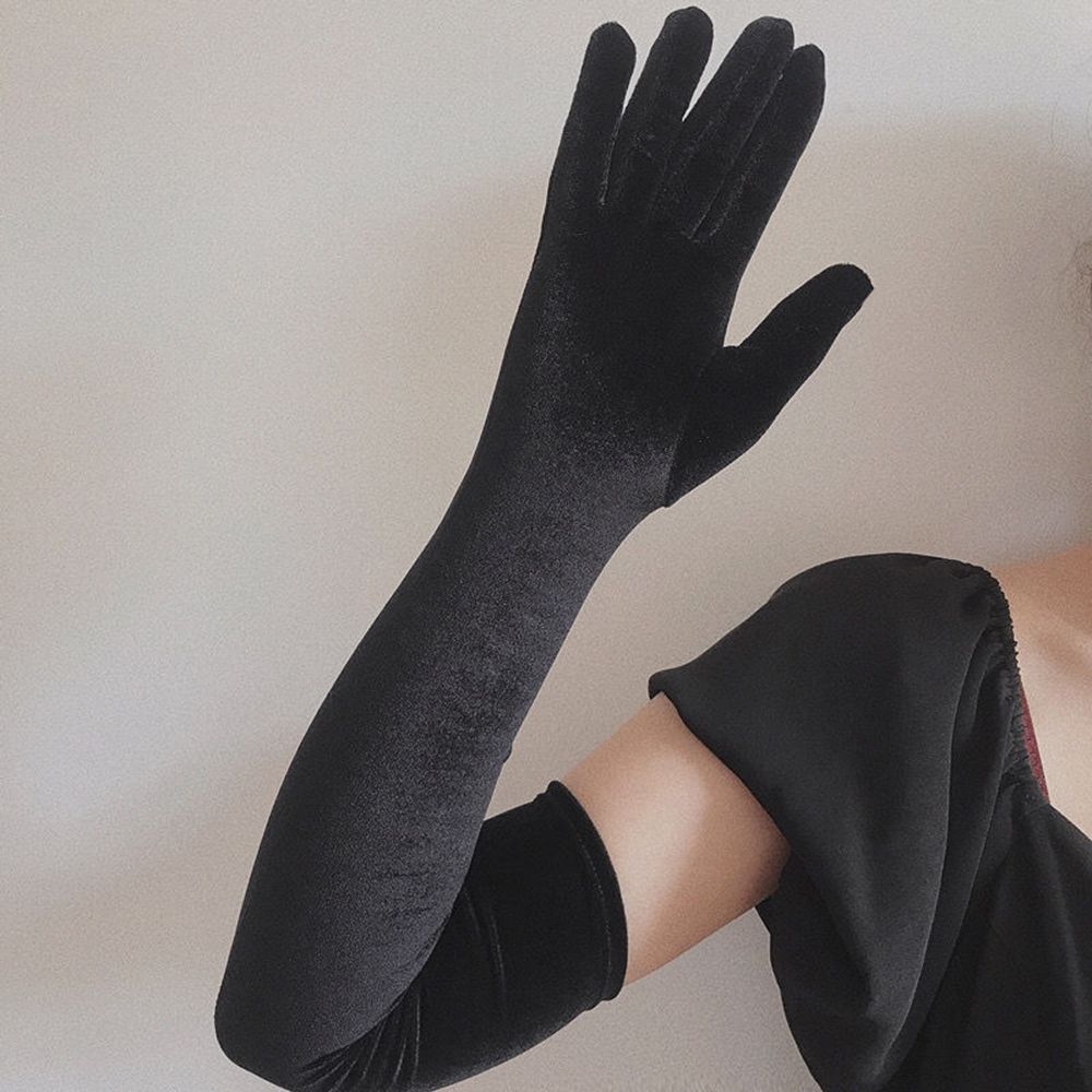 Теплое вечернее платье для вечеринки, осенний косплей, этикет, митенки, свадебные бархатные длинные перчатки, женские перчатки