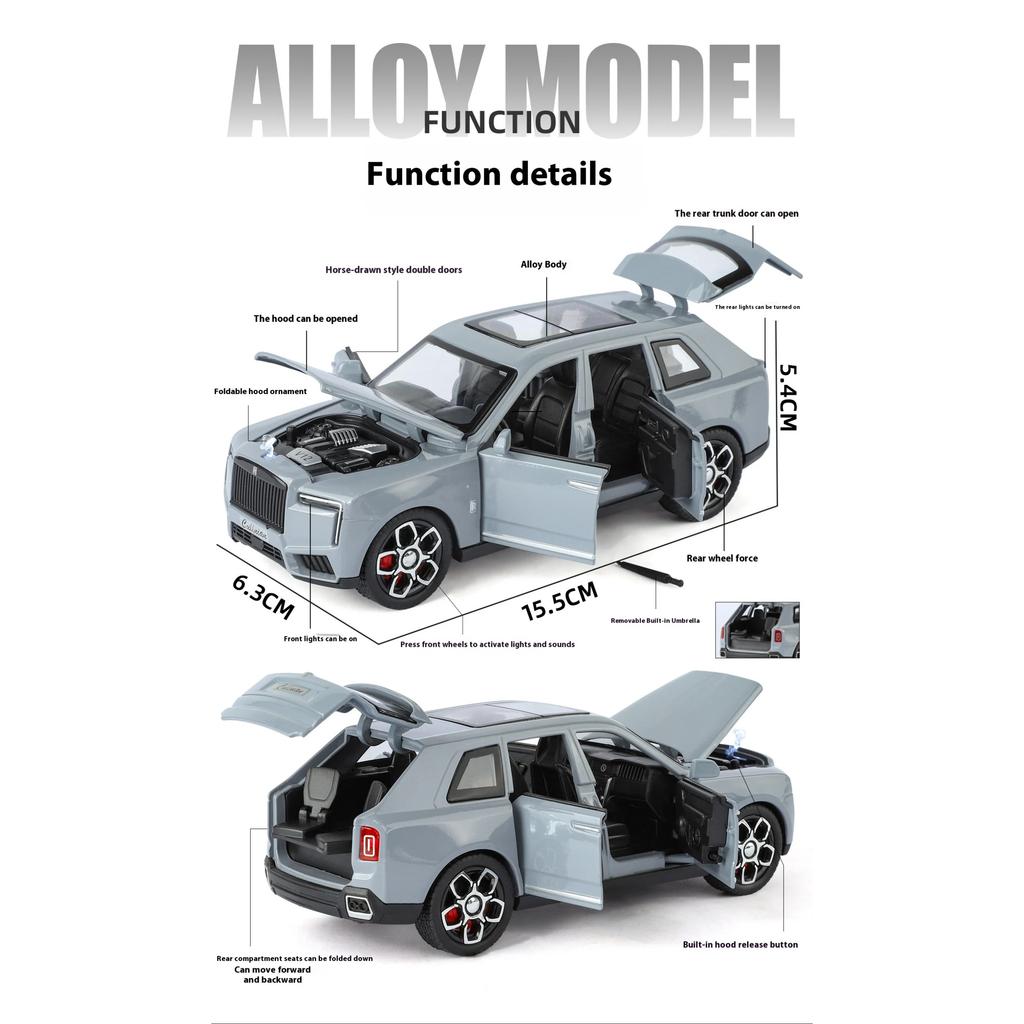 Металлическая модель Rolls-Royce Cullinan 1/32, Изысканное настольное украшение, Лучший коллекционный предмет для энтузиастов моделей автомобилей, Подарок на Хэллоуин