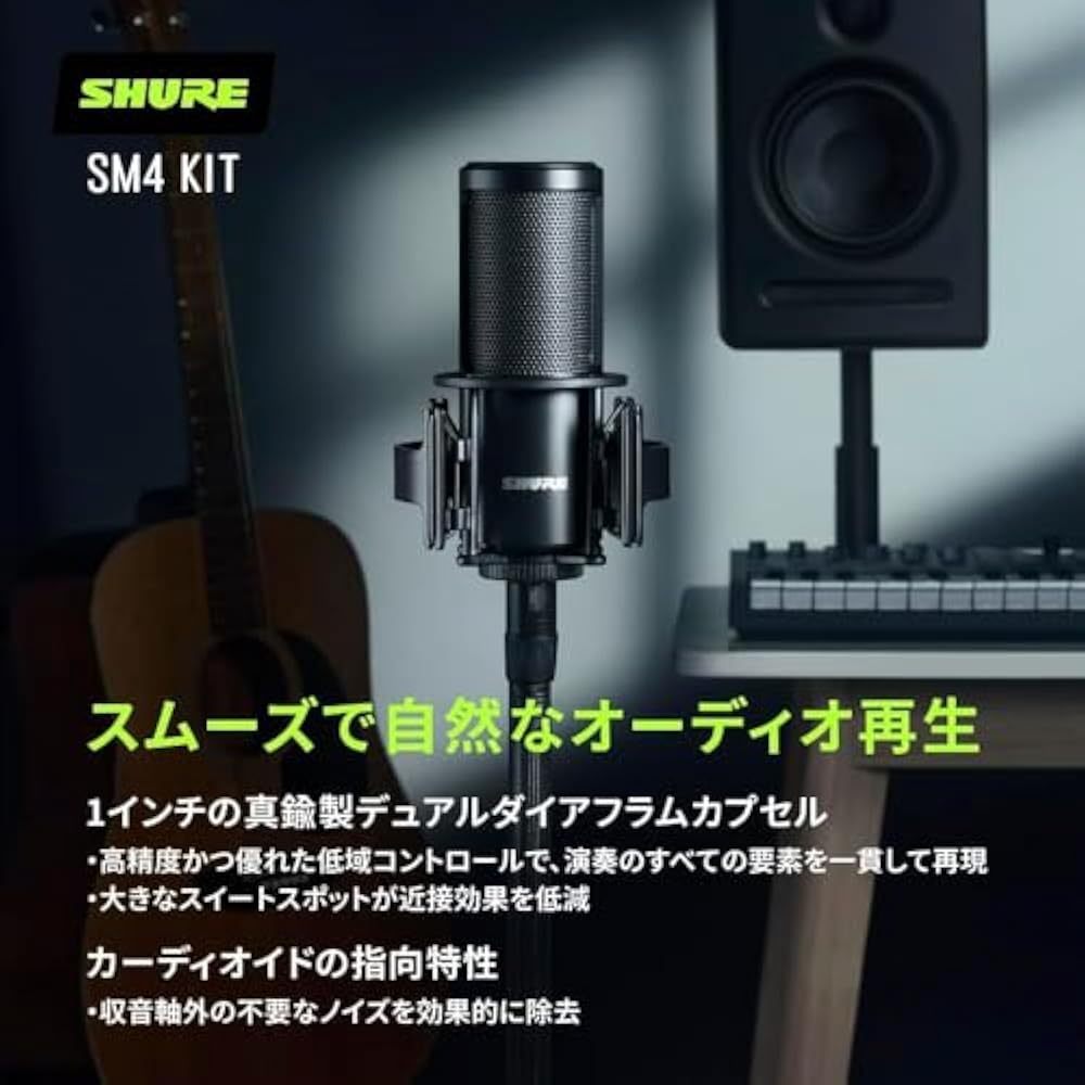 SHURE Sure SM4 Home Recording Microphone Kit SM4-K-KIT: Condenser Microphone Shock Mount Pop Filt...