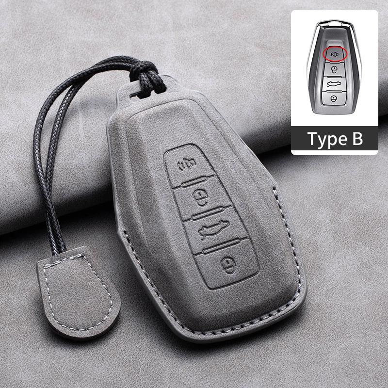 Leather Car Key Case Cover Fob Shell For Geely Borui EX7 Coolray Azkarra Tugella FY11 Atlas Pro New Emgrand GS X6 SUV EC7 GT GC9