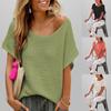 Summer Fashion Commuter Round Neck Solid Color Knit Sweater Loose Short Sleeve Women's Tops