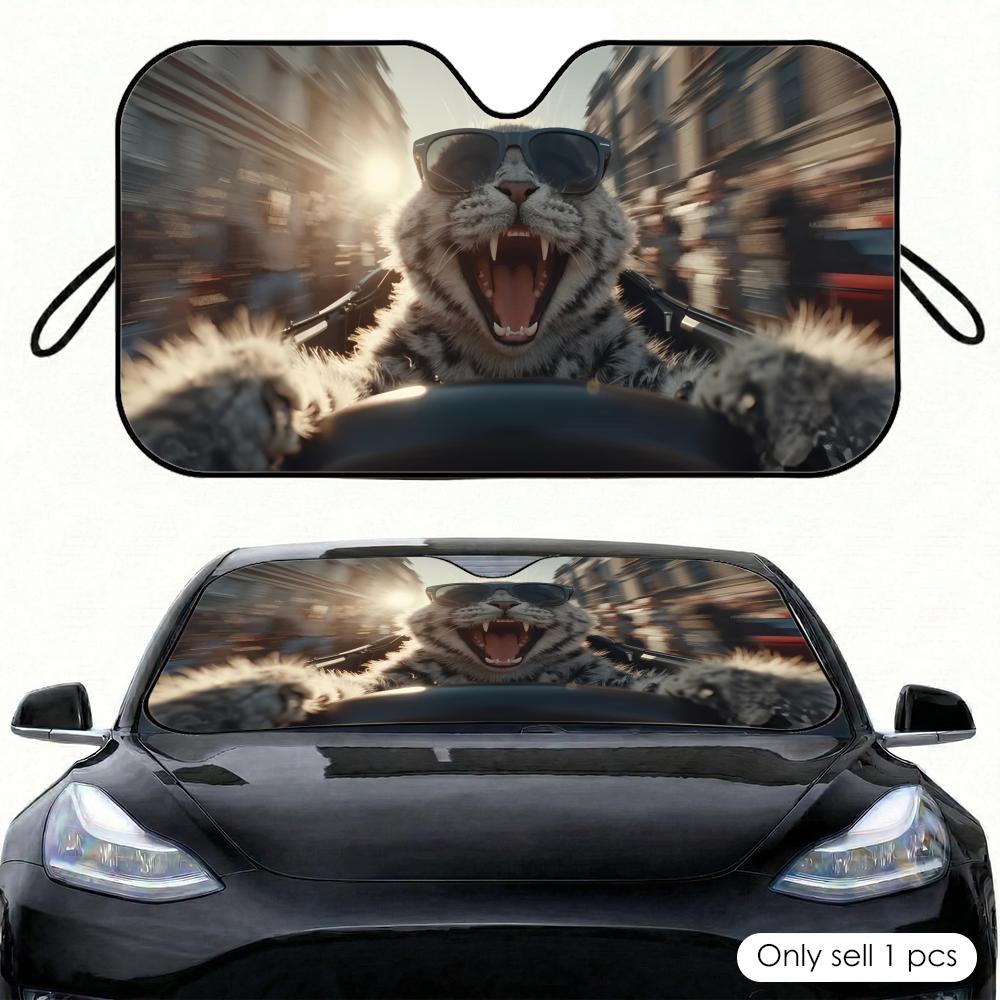 Cute Cat Driving Sun Visor Car Windshield Sunshade Front Window UV Protection Heat Insulation Sun Shade Cover Foldable