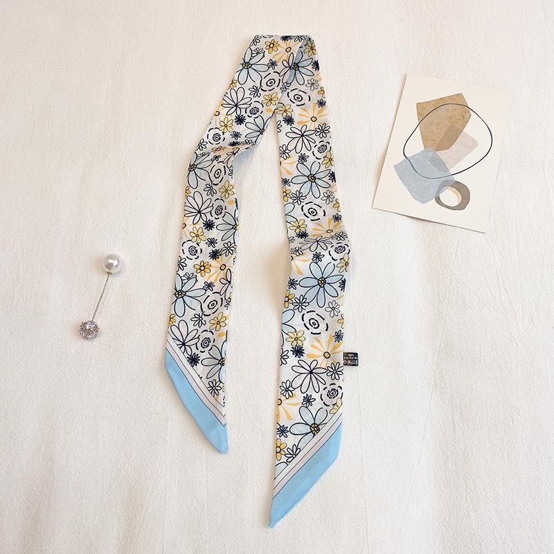 Long Skinny Hair Scarfs Women Headwear Headbands Fashion Print Neckerchief Small Bag Scarves Cute Neck Tie Scarf Ladies 5x90cm