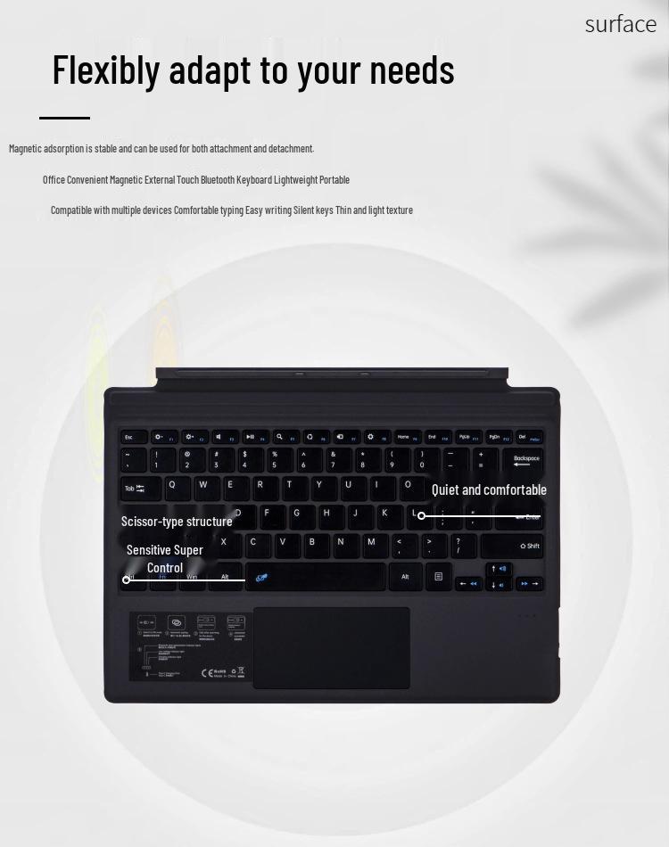 Microsoft Surface Pro Серия Тонкая Легкая Bluetooth Магнитная Клавиатура с Цветной Подсветкой