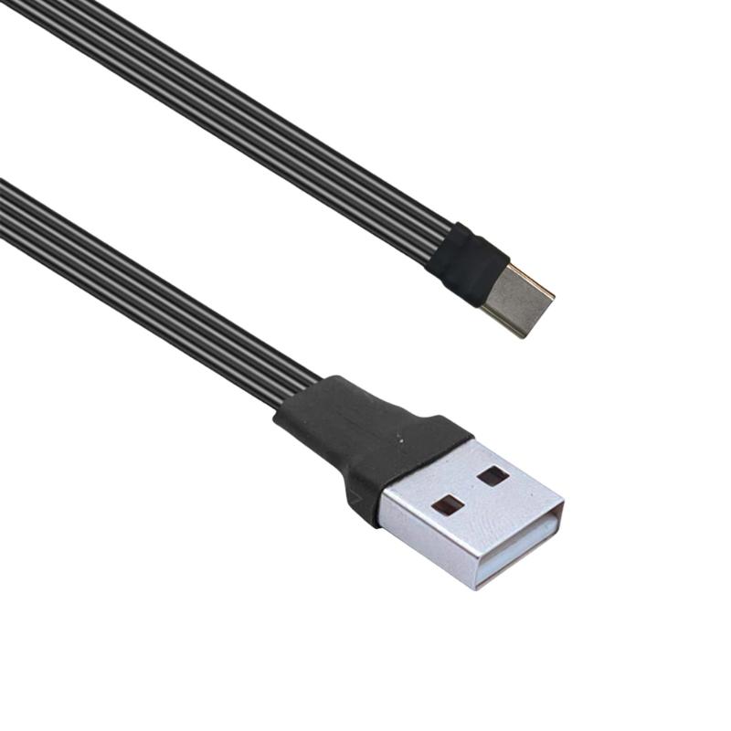 Плоский гибкий Г-образный 90 градусов USB Male на Type C Кабель для зарядки и передачи данных 10 Вт для мобильного телефона ноутбука