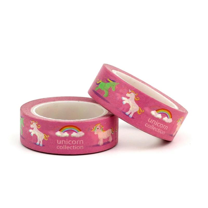 1PC. Masking Washi Tape Paper Collection Unicorn Corgi Cat for DIY Crafts, Scrapbooking, Journaling, Planner, Gift Wrapping