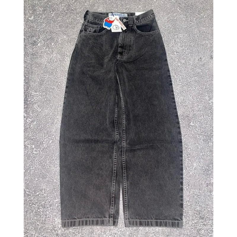 Mens Loose Fit Denim Pants With Cartoon Embroidery Hip Hop Gothic Style Straight Cut Jeans Fall Youth