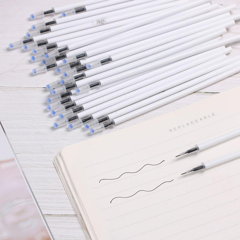 10 шт./лот, новые письменные принадлежности, фирменный белый цвет, корпус гелевой ручки, сменные стержни для черных чернил, средний наконечник