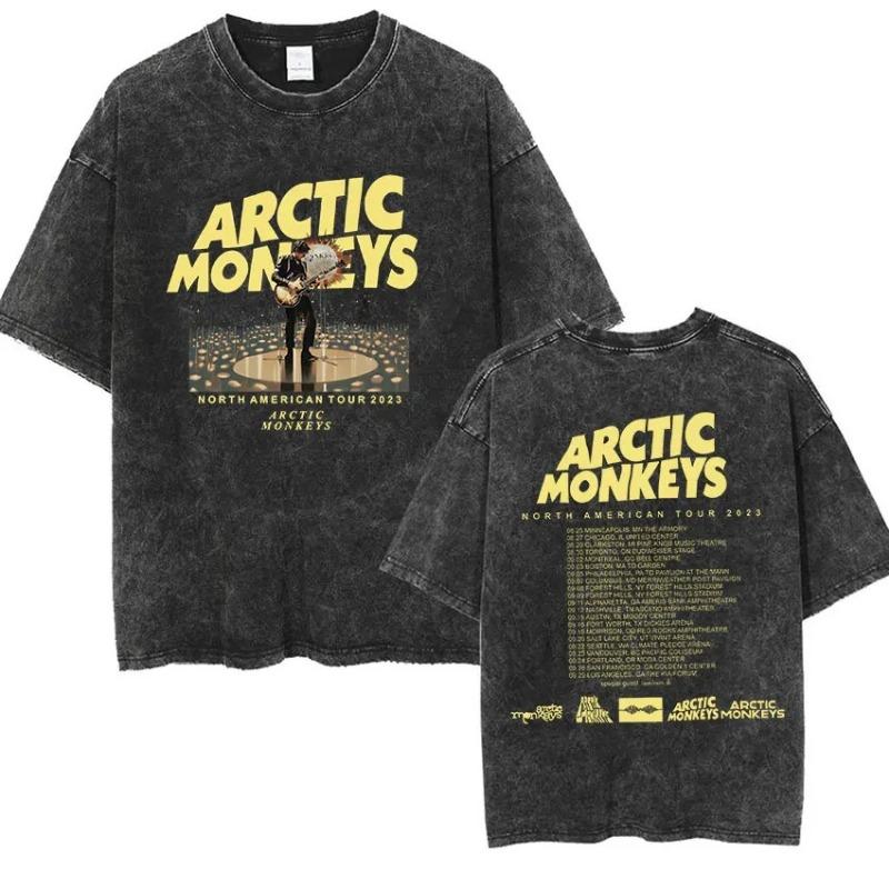 Retro Rock Arctic Monkeys Music Album Graphic T-Shrit women's Vintage Washed Oversized Short Sleeve T Shirt Y2k Hip Hop Streetwear