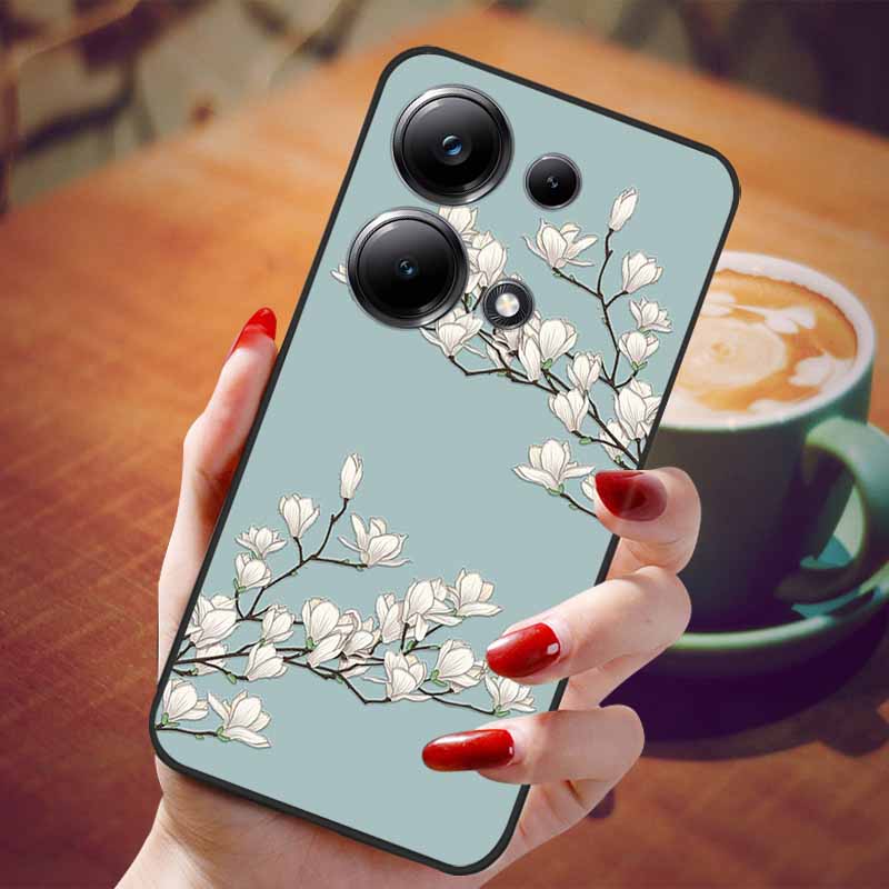 For Redmi Note 13 Pro 4G Case Flower 3D Relief Silicon Soft Phone Back Cover for Xiaomi Redmi Note13 Pro 4G Protection Shell TPU