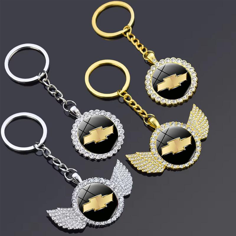 dbmxsr1 Diamond Car Badge Keyrings Fashion Key Chain Accessories for Chevrolet Captiva Spark Aveo Matiz Cruze S10 Sail Trax Tahoe Malibu