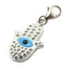 [P2543] - Silver Charm Pendant 'Hand of Fatma' Blue White Silver (rhodium-plated)