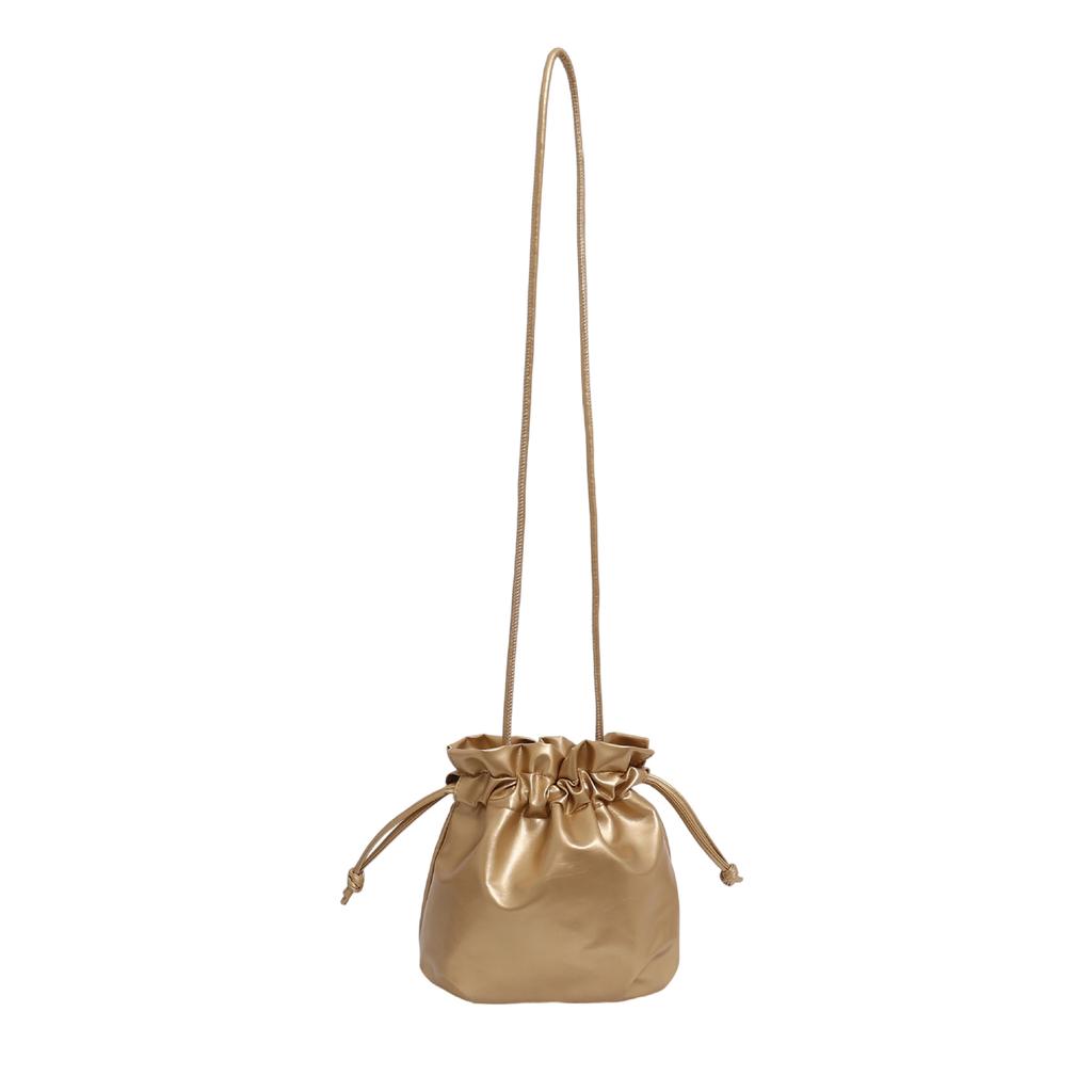 Soft Texture Leather Drawstring Cosmetic Bag, Light Luxury Large Capacity Portable High-value Ins Style Girls Storage Pouch