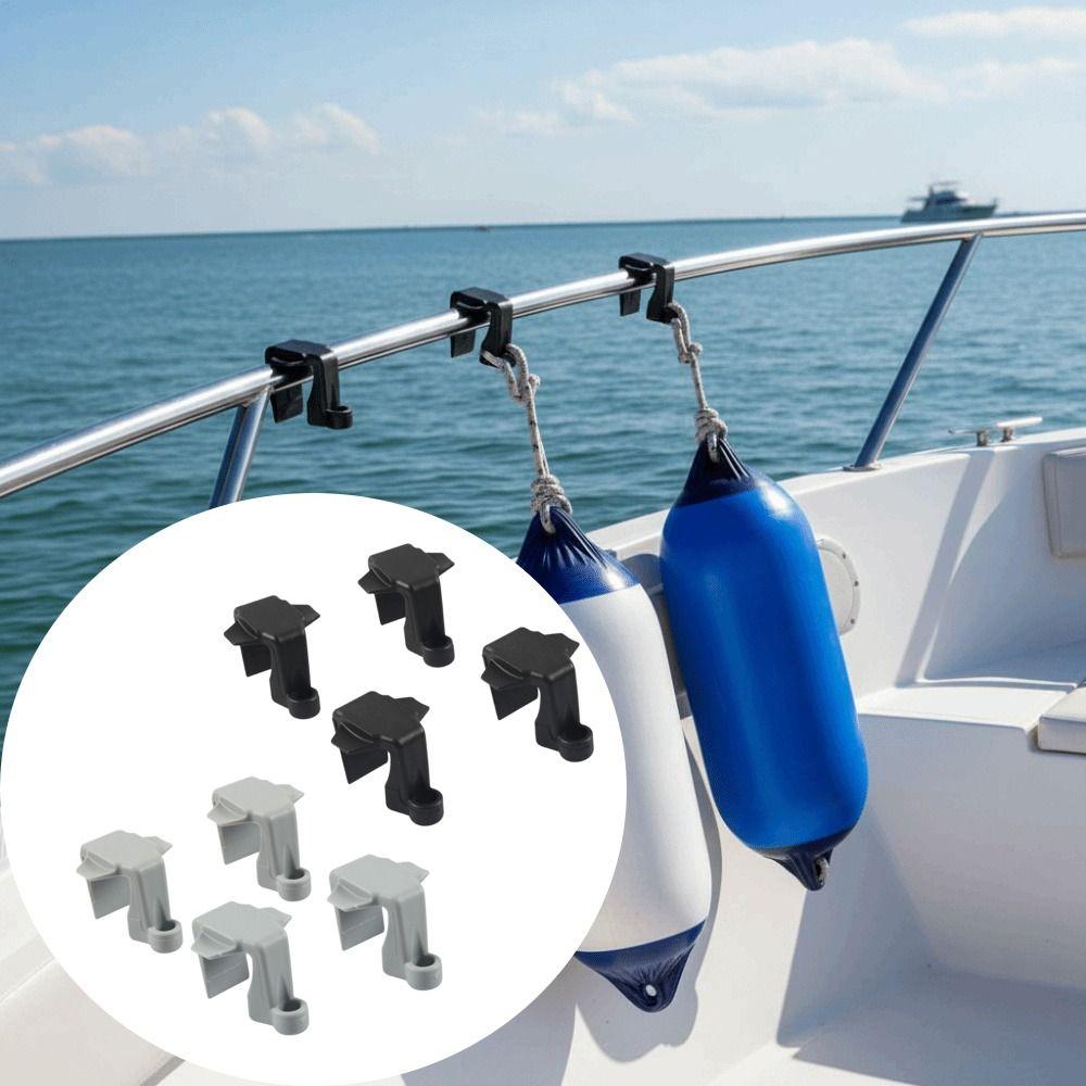 UV Resistant Hanger Rope Hook Black Nylon Pontoon Mount 4 Pack Boat Bumper Clips Docking