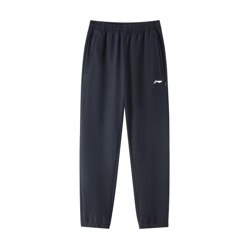 Li Ning Весна Осень Тонкие Флисовые Брюки Мужские Эластичный Манжет Черные Брюки AYKU787