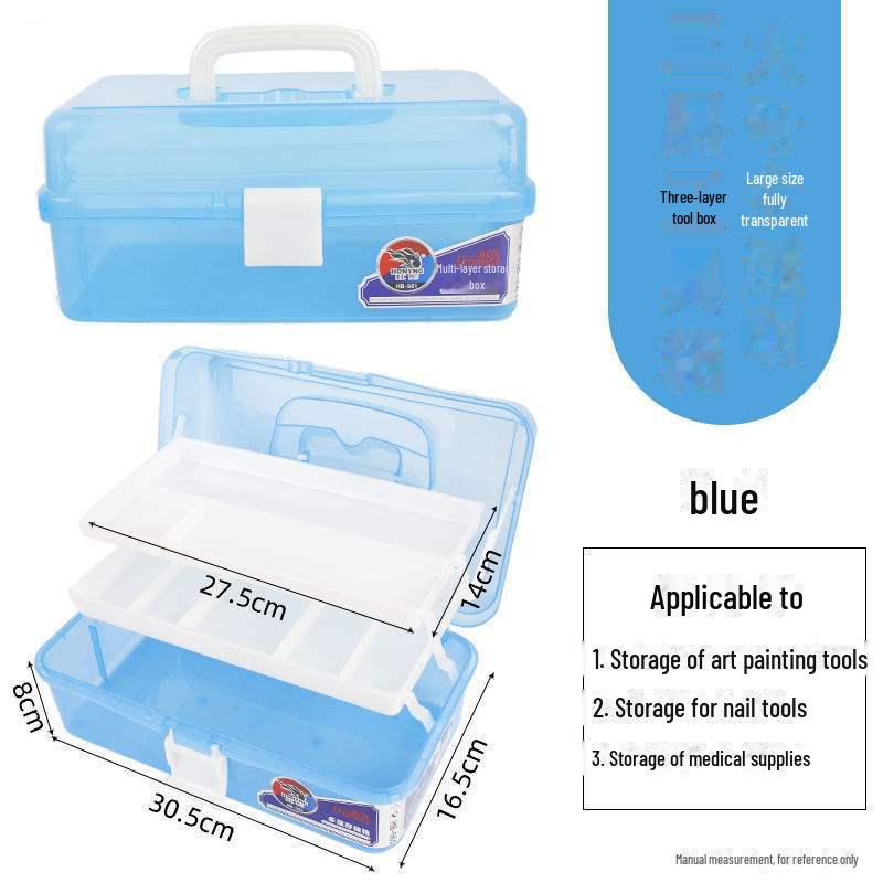 Большая вместимость, 3-слойная прозрачная коробка для хранения художественных инструментов и карандашей