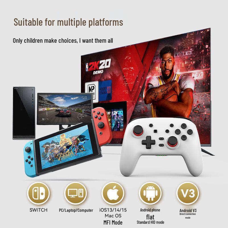 Беспроводной Bluetooth-контроллер Switch Pro с шестиосевым гироскопом, двойной вибрацией и макропрограммированием