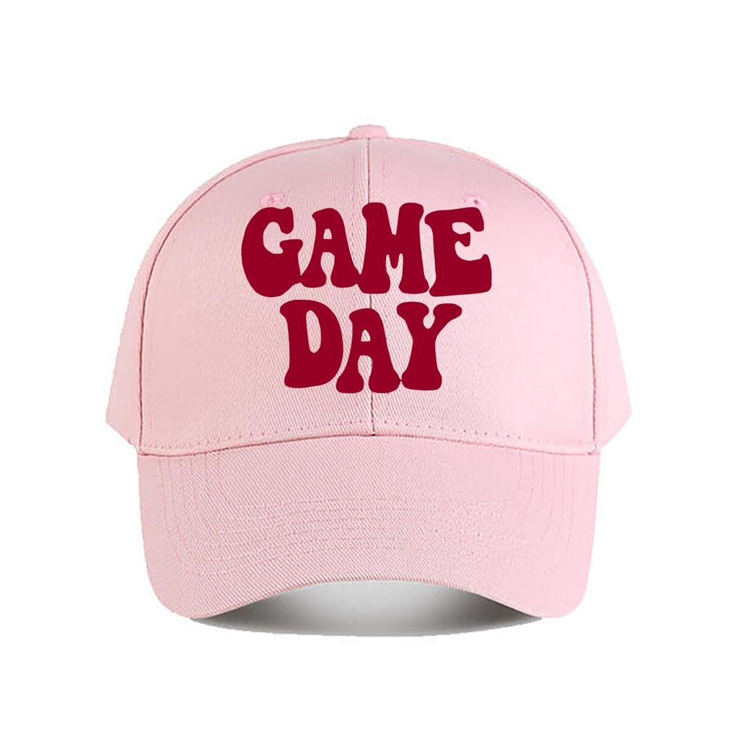 Game Day Bold Red Graphic Baseball Cap Fashion Unisex Sunhat Womens Outdoor Sports Snapback Cap