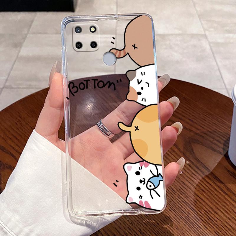 Case For Realme Narzo 30A / Realme Narzo 20 Casing Aesthetic Cute Cat Astronaut Transparent Silicone Phone Protective Case Cover