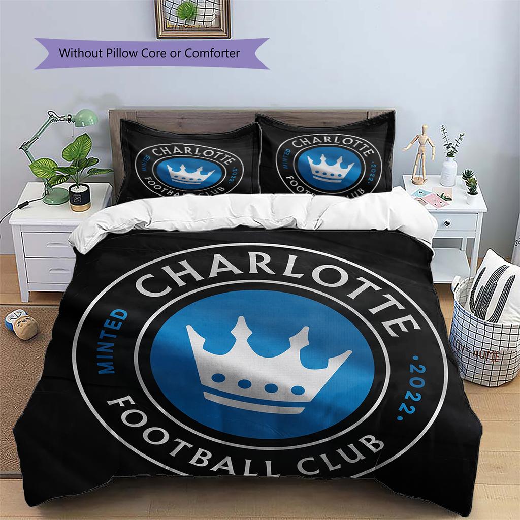 Постельное белье с узором Charlotte FC, Декор для дома, Подарок на день рождения (1 пододеяльник + 2 наволочки, без наполнителя)