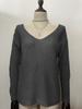 Casual Solid Knit Sweater Ladies V Neck Crew Neck Warm Daily Long Sleeve Blouse
